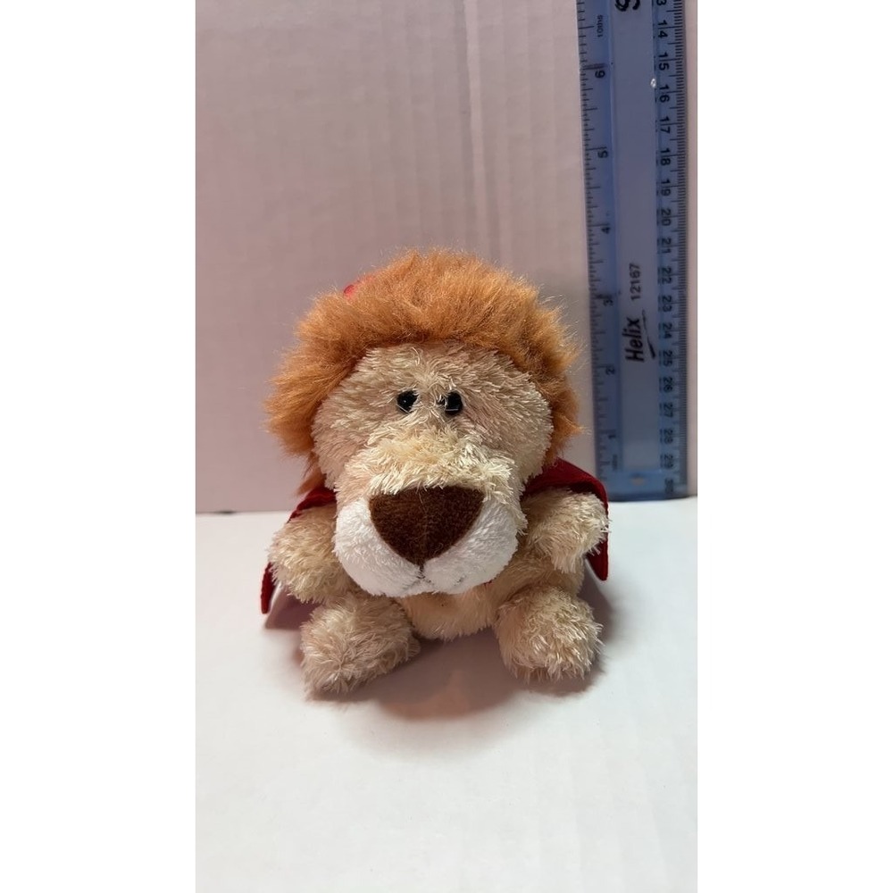 Russ Buddies Vintage Plush Lion Toy with Red Cape